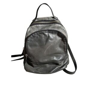 Margot Gray Pebbled Leather Mini Backpack Metallic Trim Travel Bag Boho Festival